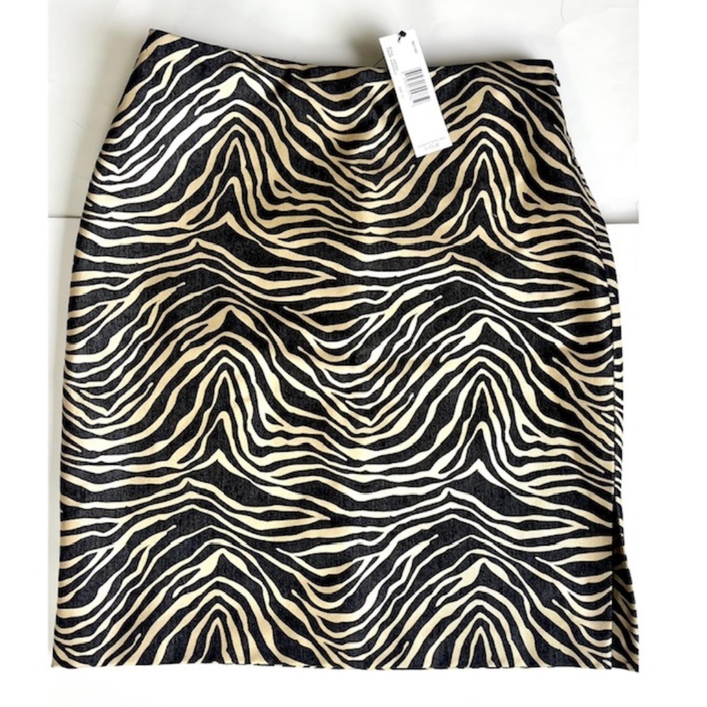 Linda Allard Ellen Tracy Black Animal Print Skirt Sz 10 NWT